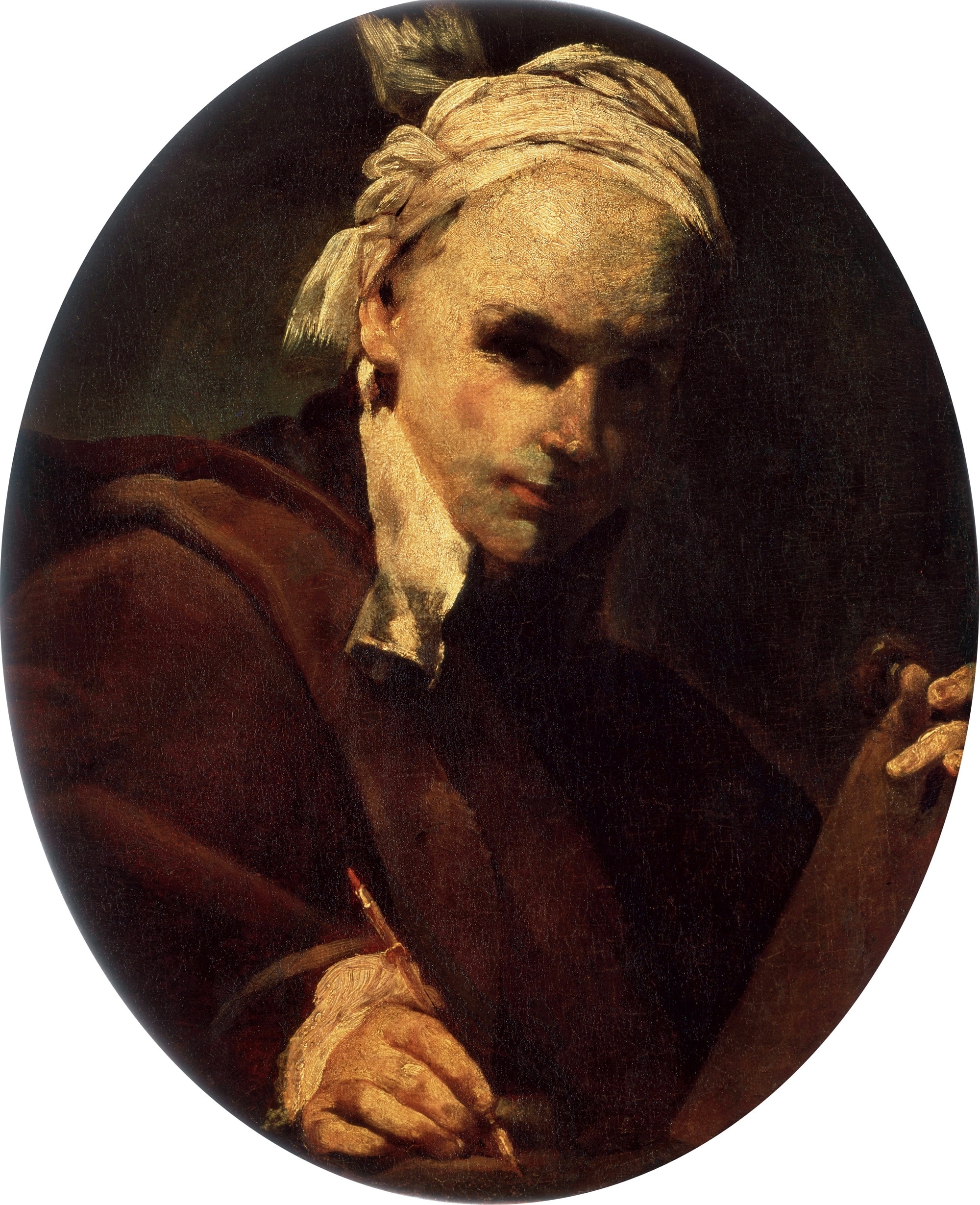 Giuseppe Maria Crespi, Autoritratto, 1700ca., olio su tela, ovale 60x50cm., Museo Ermitage, Leningrado