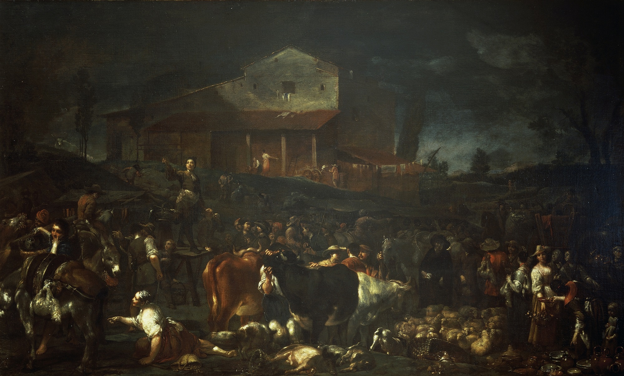 Giuseppe Maria Crespi, La fiera di Poggio a Caiano, 1709, olio su tela, 116,7x196,3cm., Gallerie degli Uffizi, Firenze