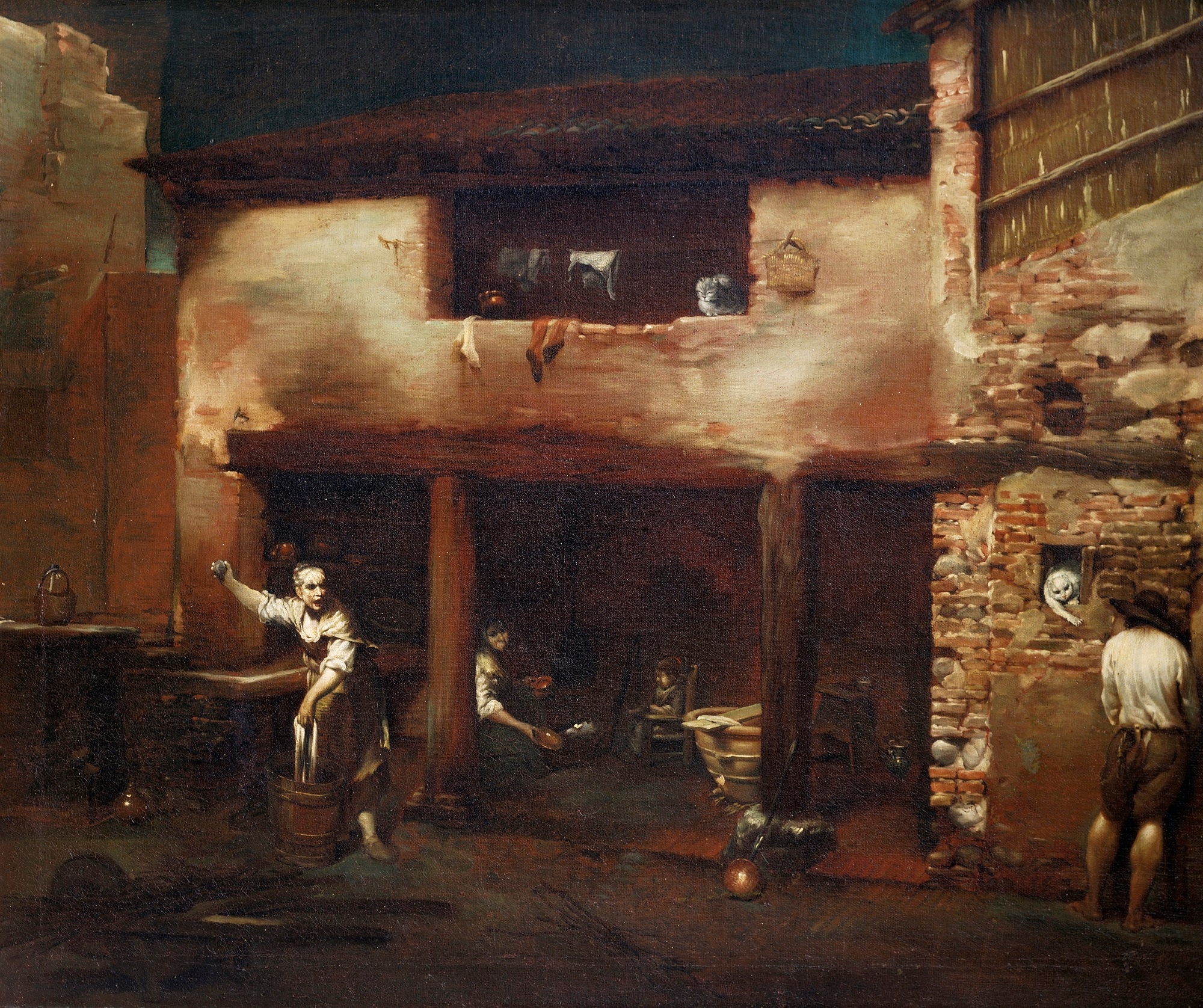 Giuseppe Maria Crespi, Scena di cortile, 1709-’10, olio su tela, 76x90cm., Pinacoteca Nazionale di Bologna, Bologna