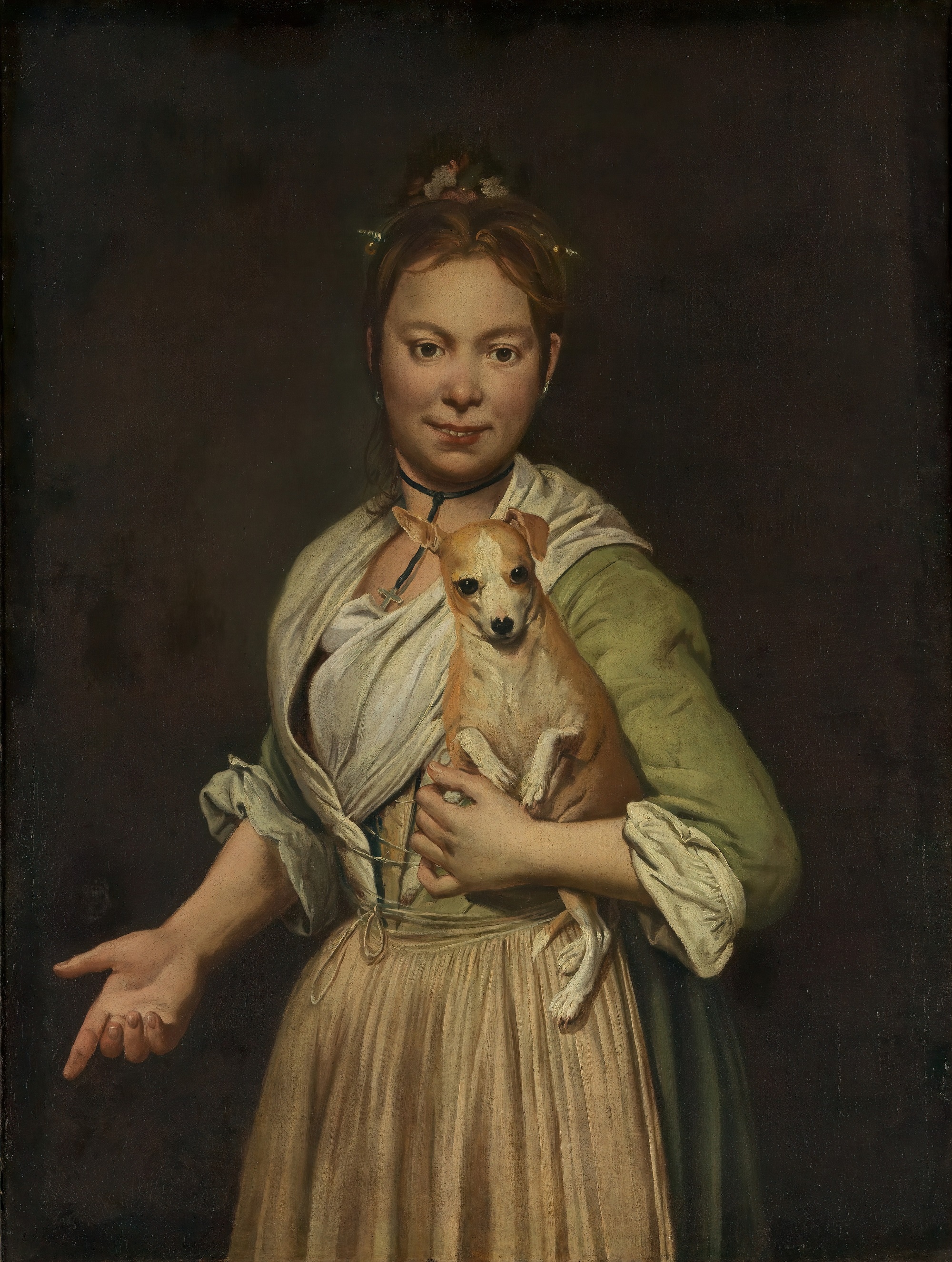 Giacomo Ceruti, Ritratto di giovane donna con cane, 1740-’50, olio su tela, 96.5× 72.3cm., Metropolitan Museum of Art, New York
