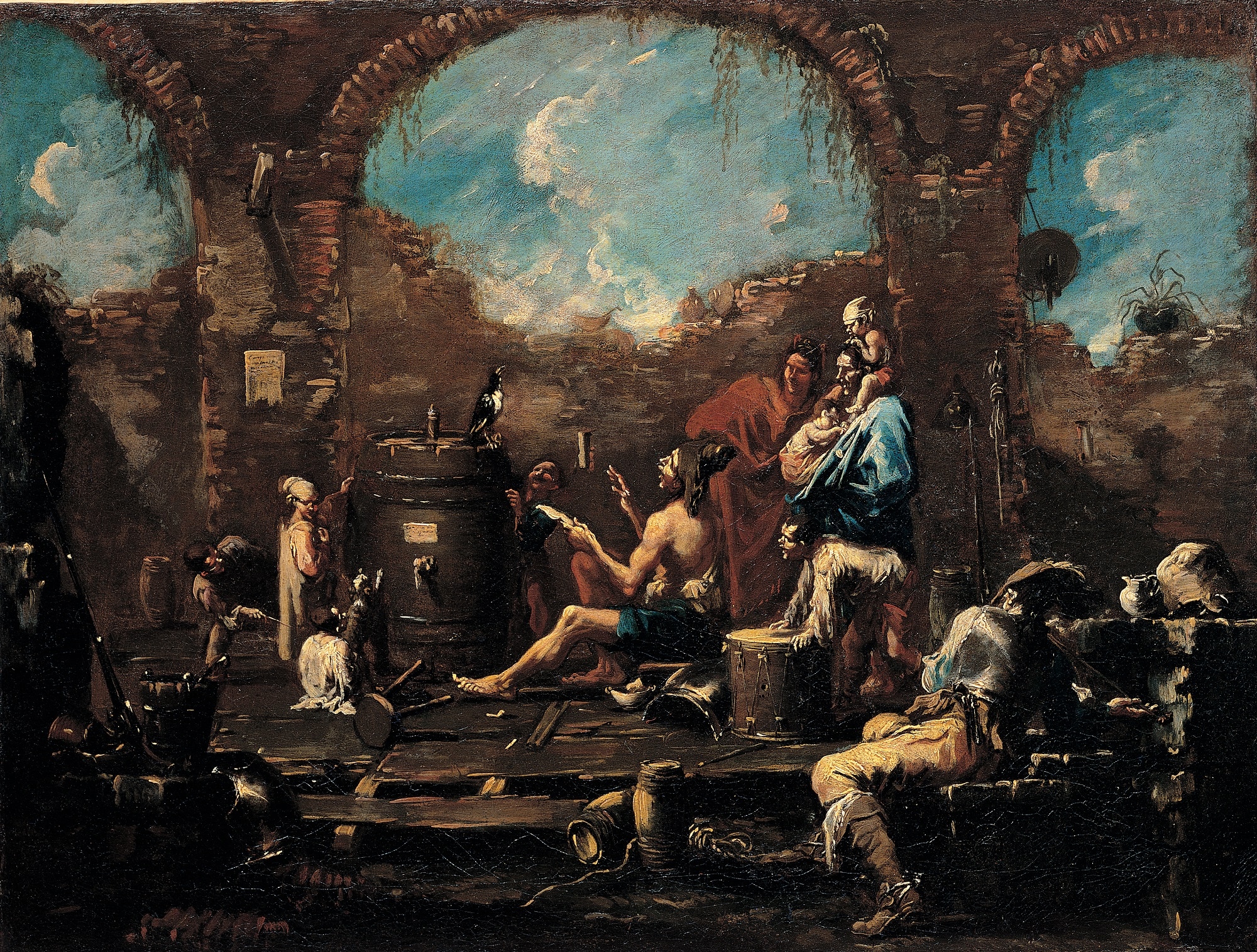 Alessandro Magnasco, La gazza addomesticata, 1707-‘08, olio su tela, 47x61cm., Galleria degli Uffizi, Firenze