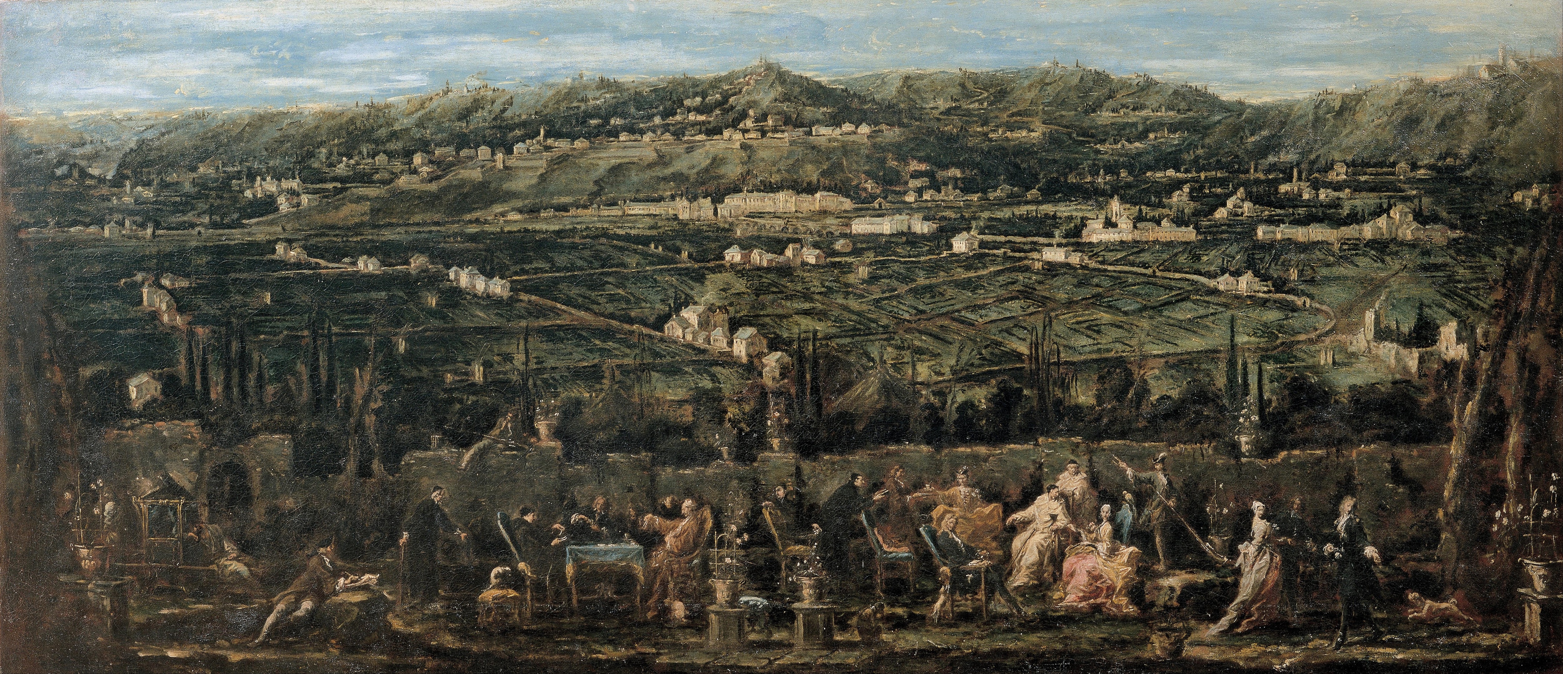 Alessandro Magnasco, Trattenimento in un giardino di Albaro, 1735-’40, olio su tela, 198x95cm., Galleria di Palazzo Bianco, Genova