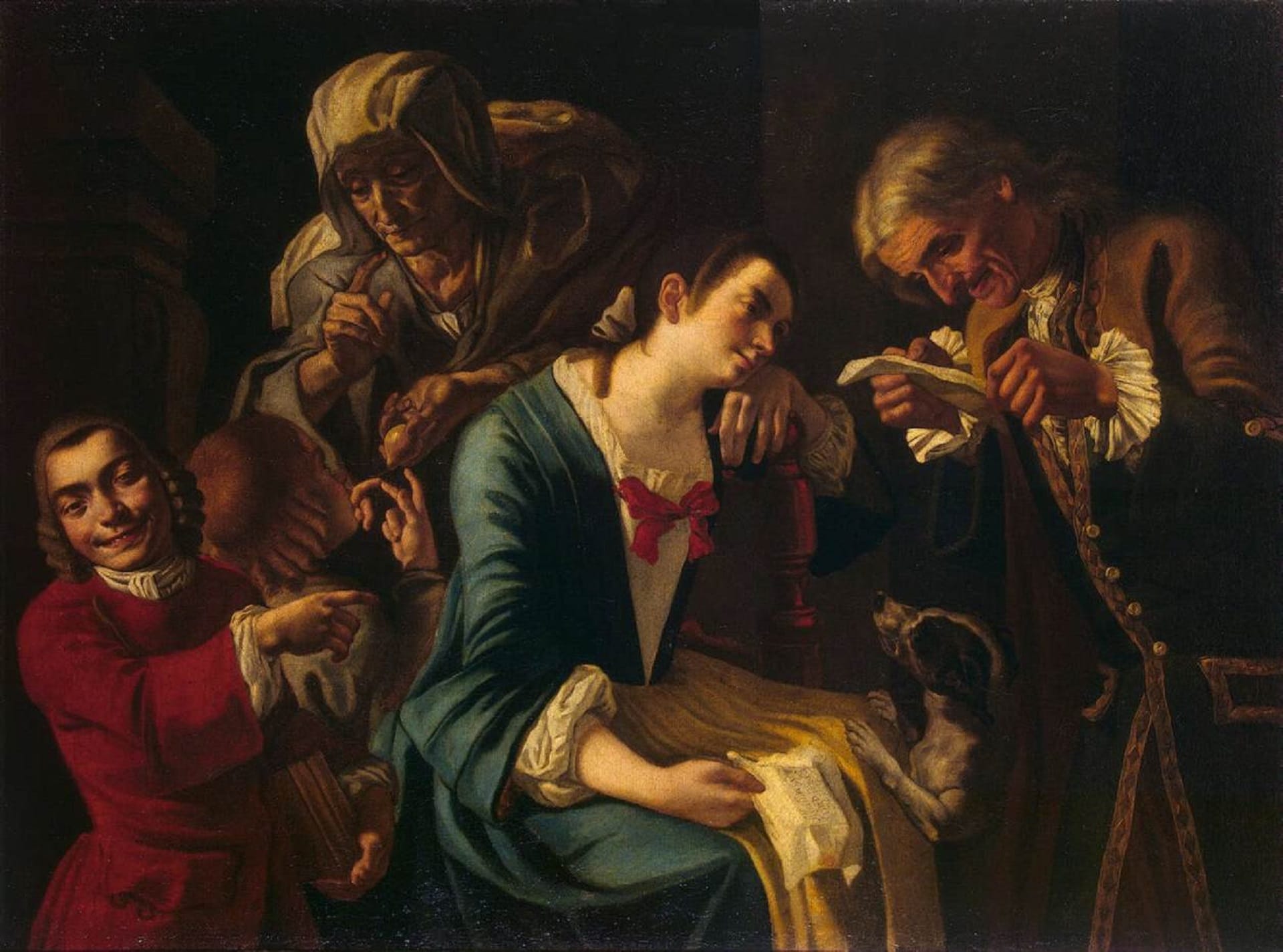 Gaspare Traversi, Lettura di una Lettera, 1741 ca., olio su tela, 105x140cm., Museo Hermitage, San Pietroburgo