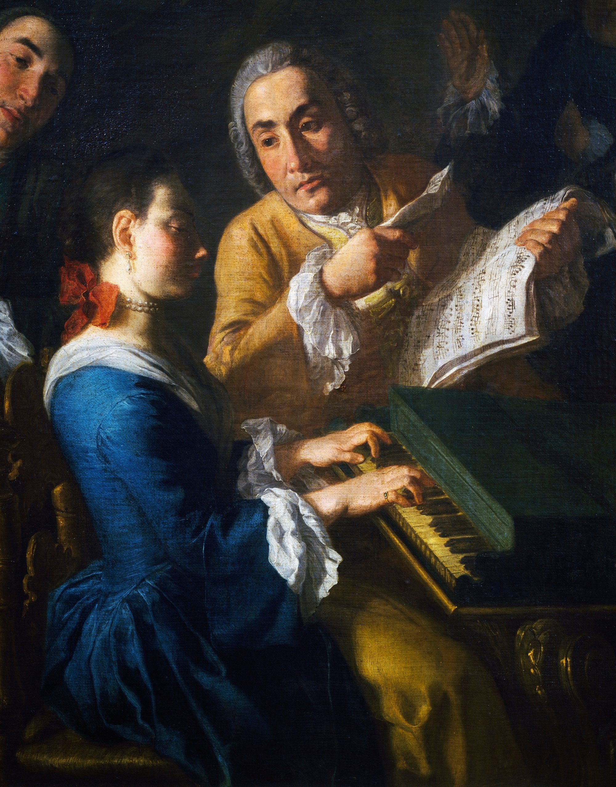 Gaspare Traversi, dettaglio, Il concerto, 1748-‘55, olio su tela, 96x131cm., Musée des Beaux-Arts, Rouen