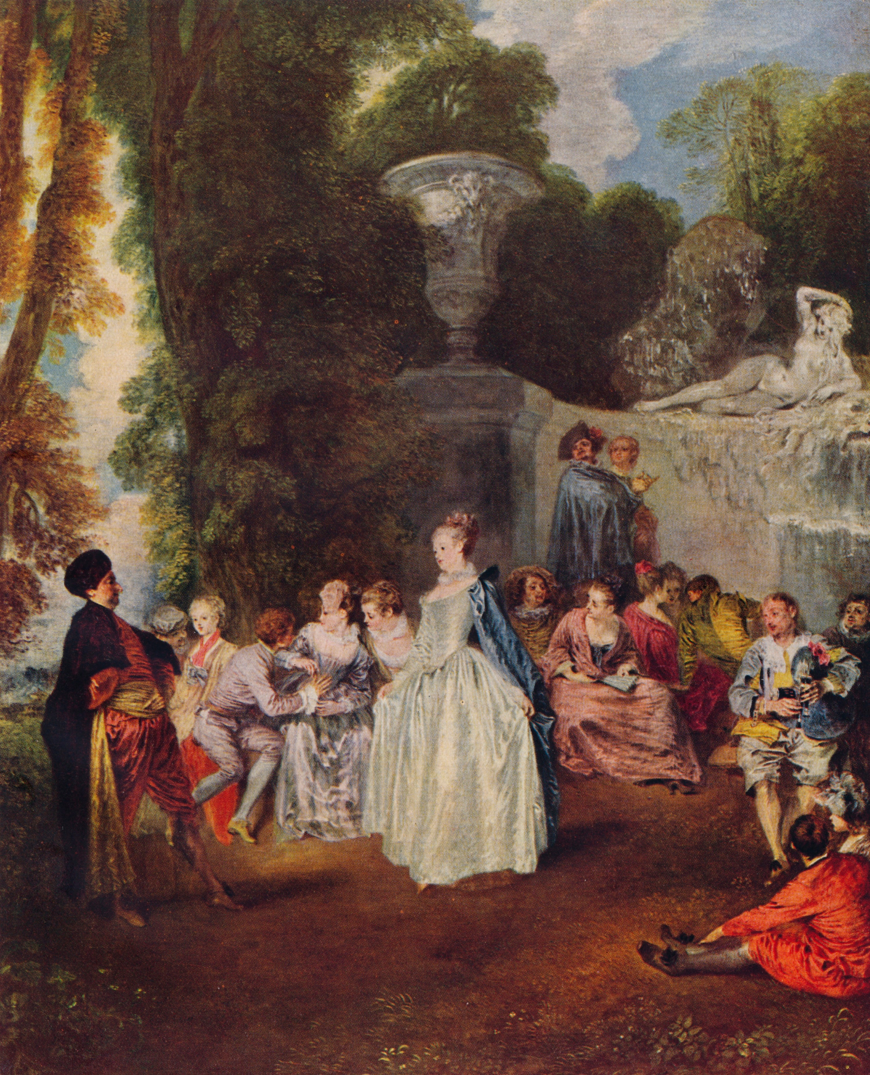 Antoine Watteau, Feste veneziane, 1719, olio su tela, Gallerie Nazionali di Scozia, Edimburgo