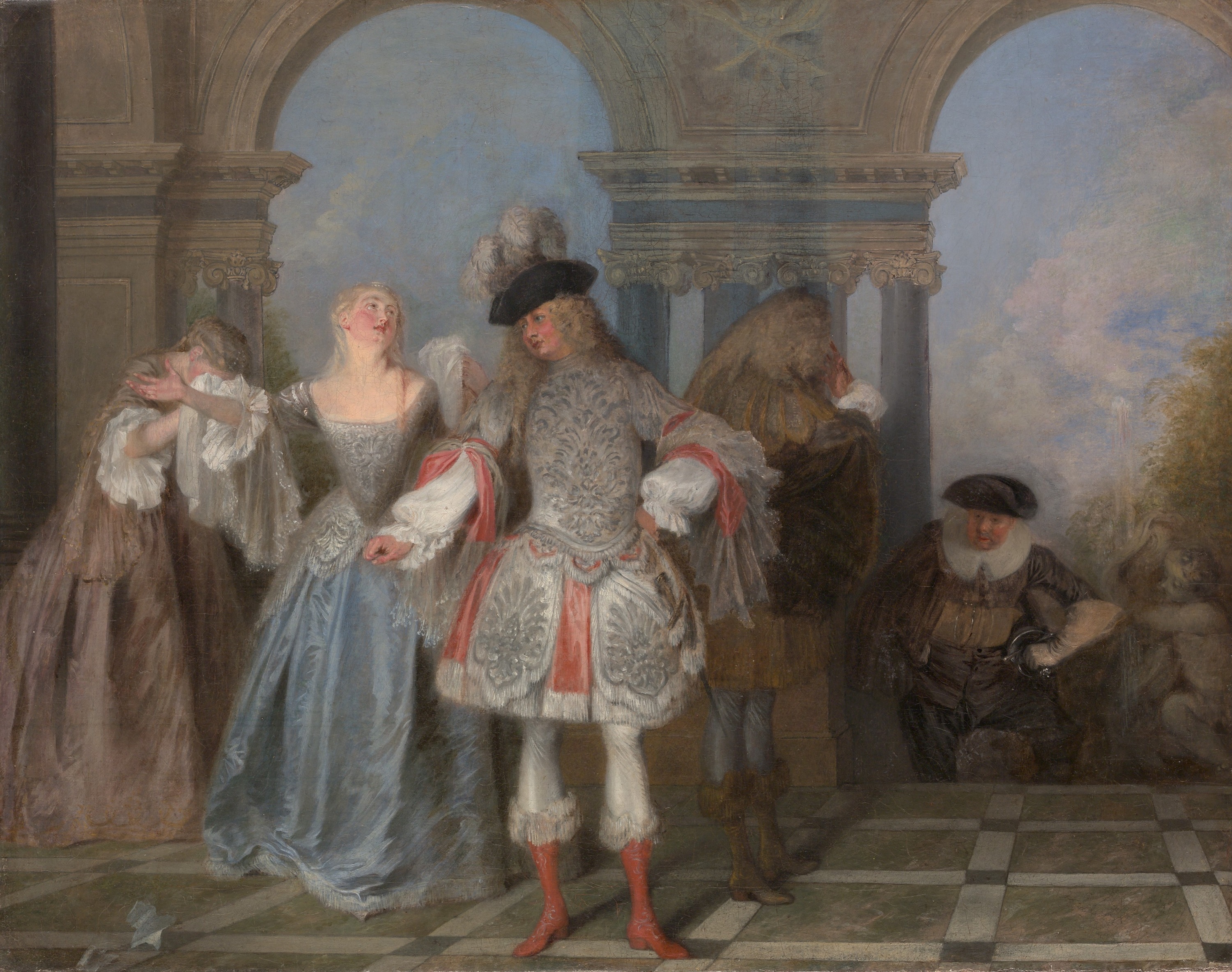 Antoine Watteau, I Commedianti francesi, 1720-21 ca., olio su tela, 57x73cm., Metropolitan Museum of Art, New York 