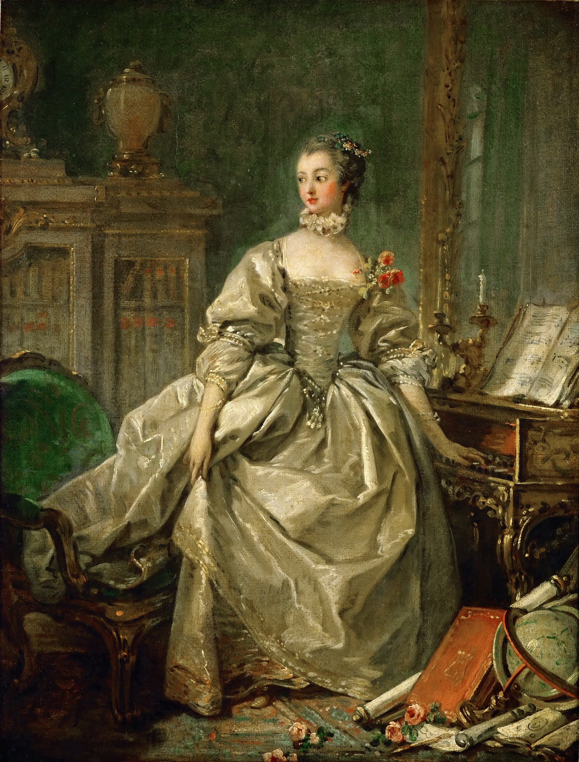 François Boucher, Ritratto della Marchesa de Pompadour, 1759, olio su tela, 62x46cm., Museo del Louvre, Parigi