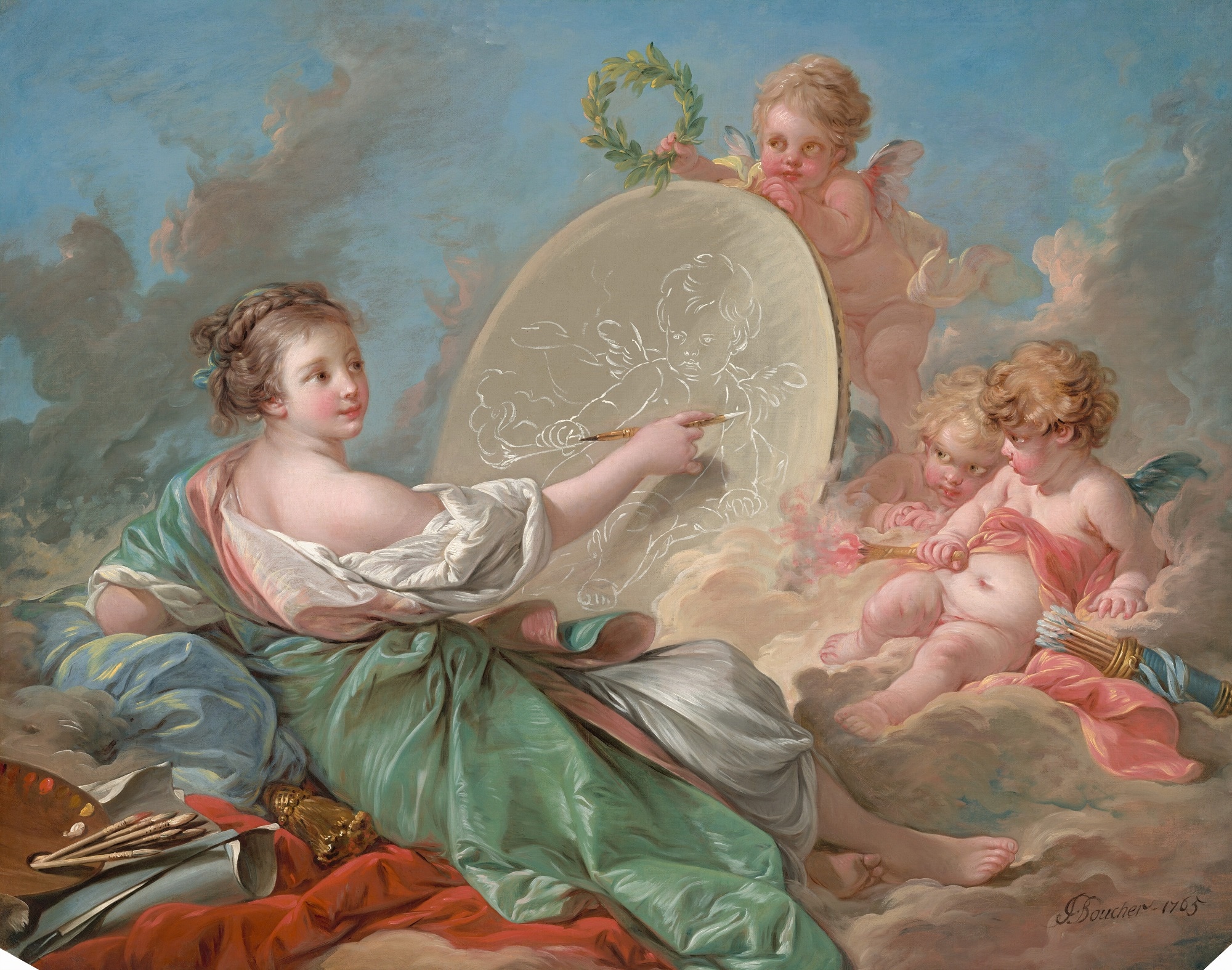 François Boucher, Allegoria della pittura, 1765, olio su tela, 101,5x130cm., National Gallery of Art, Washington