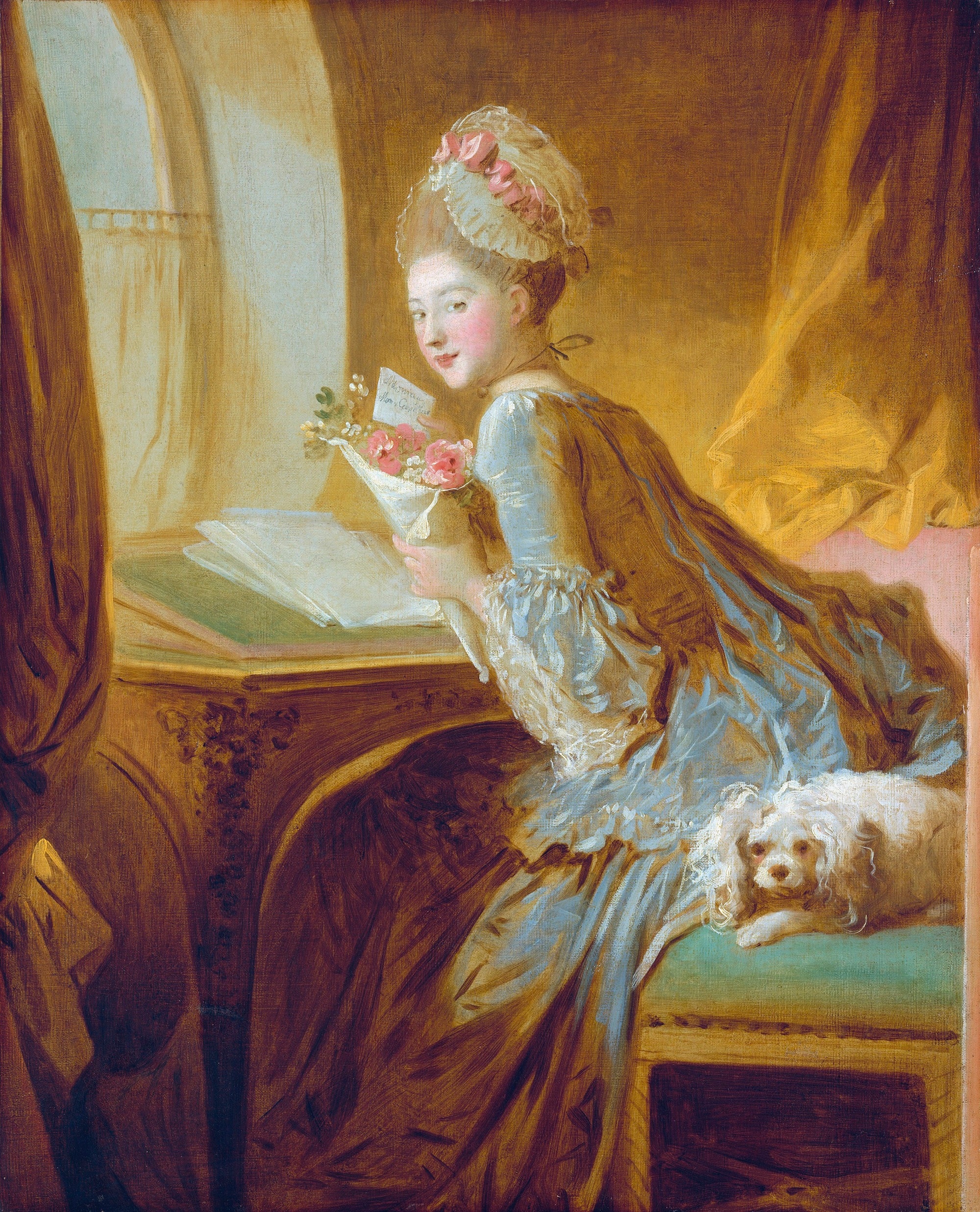 Jean-Honoré Fragonard, Lettera d'amore, 1770, olio su tela, 83,2x67cm., Metropolitan Museum of Art, New York