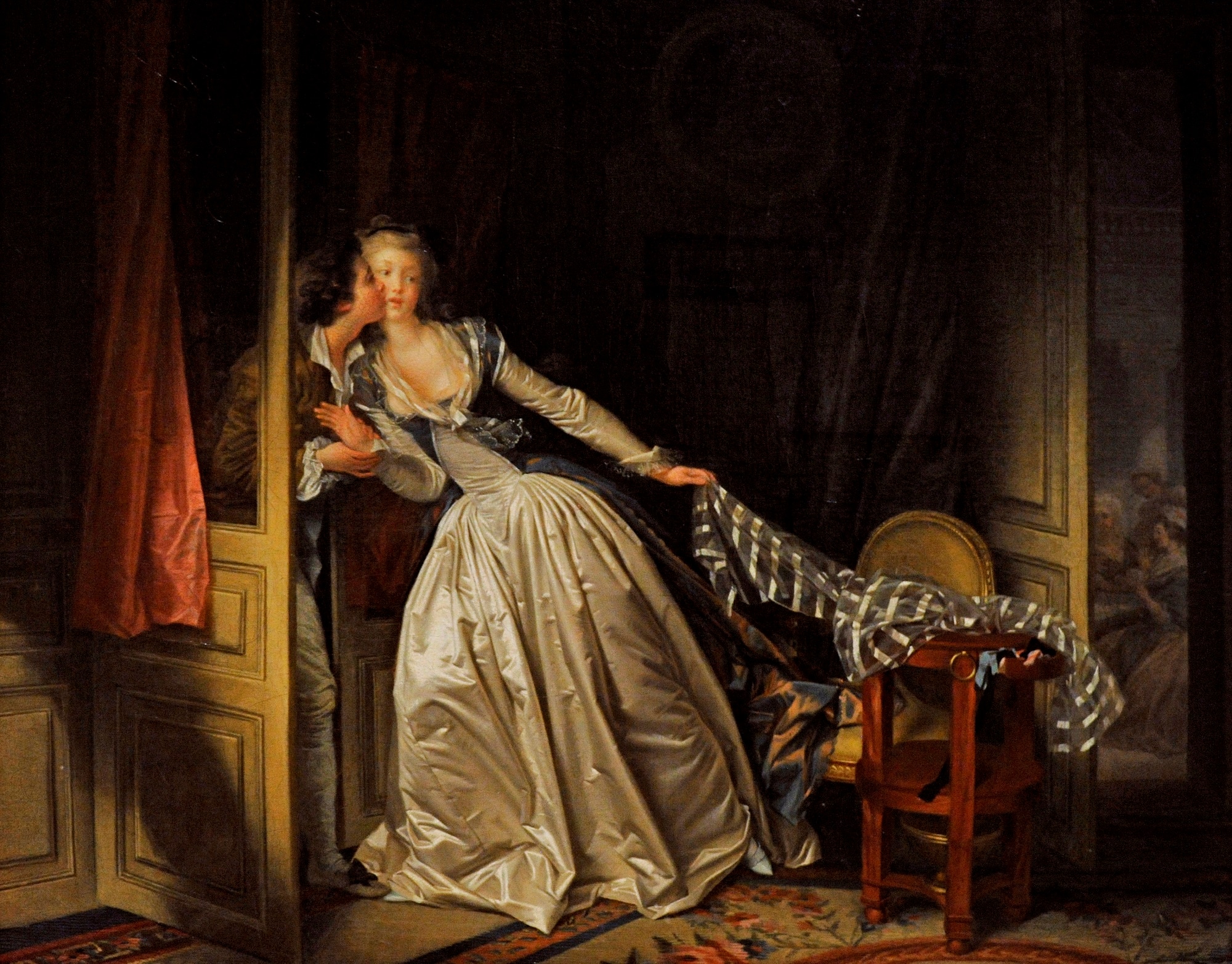 Jean-Honoré Fragonard, Il bacio rubato, 1780 ca., olio su tela, Museo Statale dell'Ermitage, San Pietroburgo