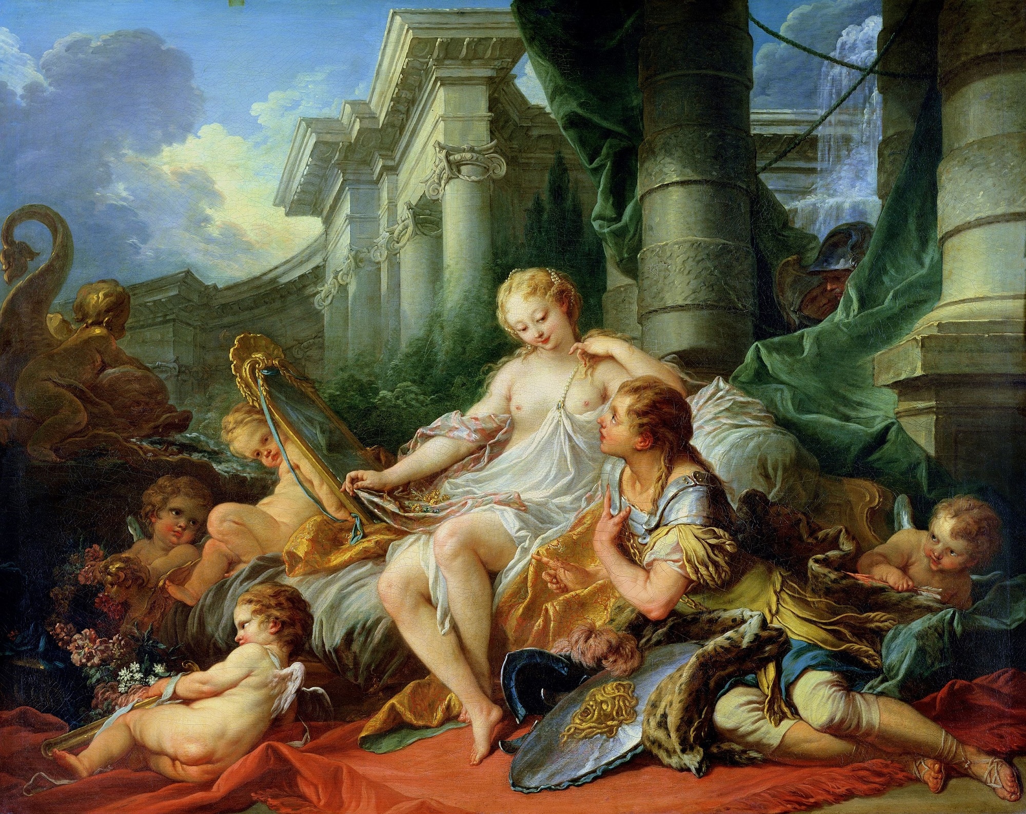 François Boucher, Rinaldo and Armida, 1734, olio su tela, 135,5x170,5cm., Musée du Louvre, Parigi