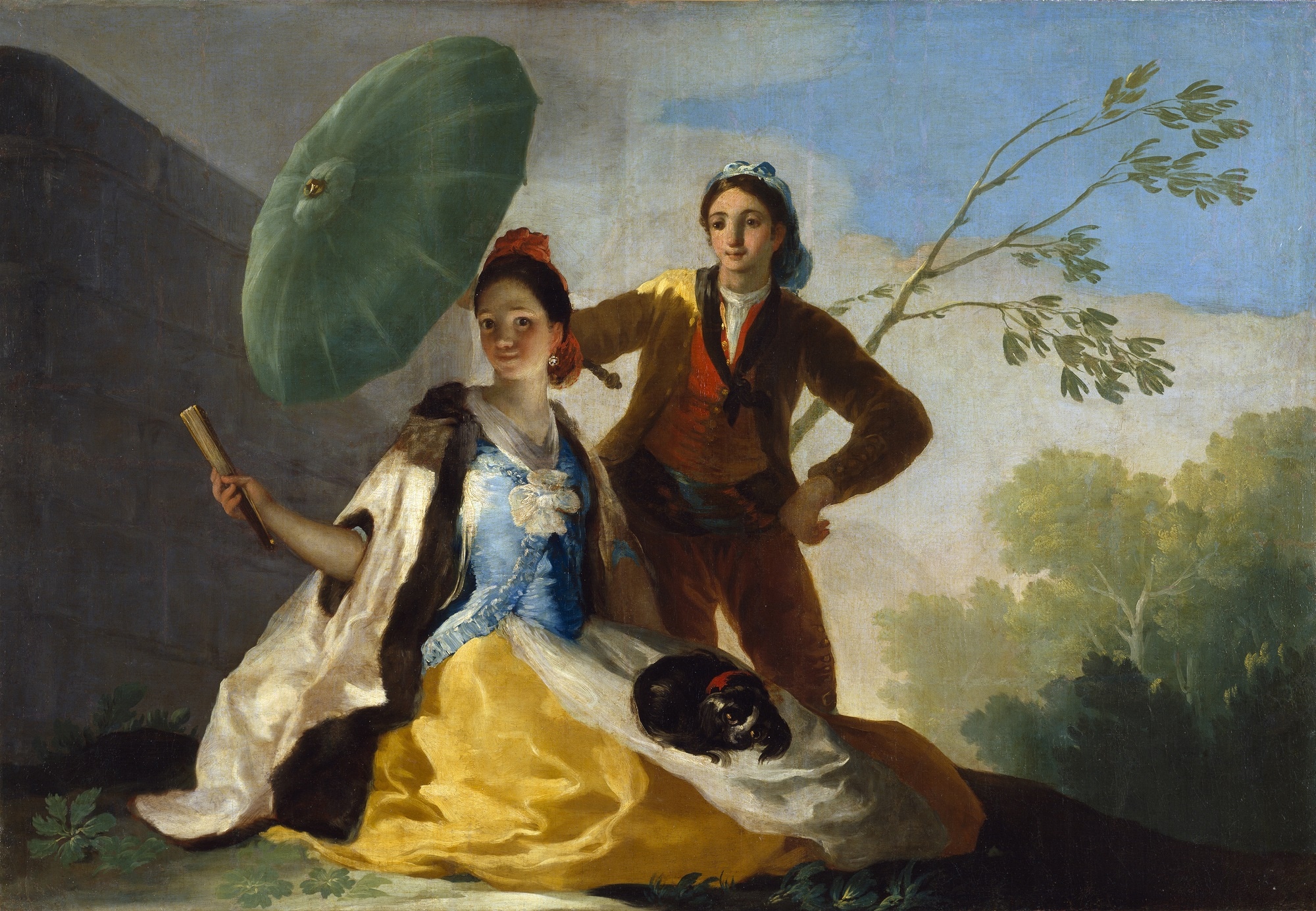 Francisco Goya, Il parasole, 1777, olio su tela, scena per arazzo, 104×152cm., Museo del Prado, Madrid