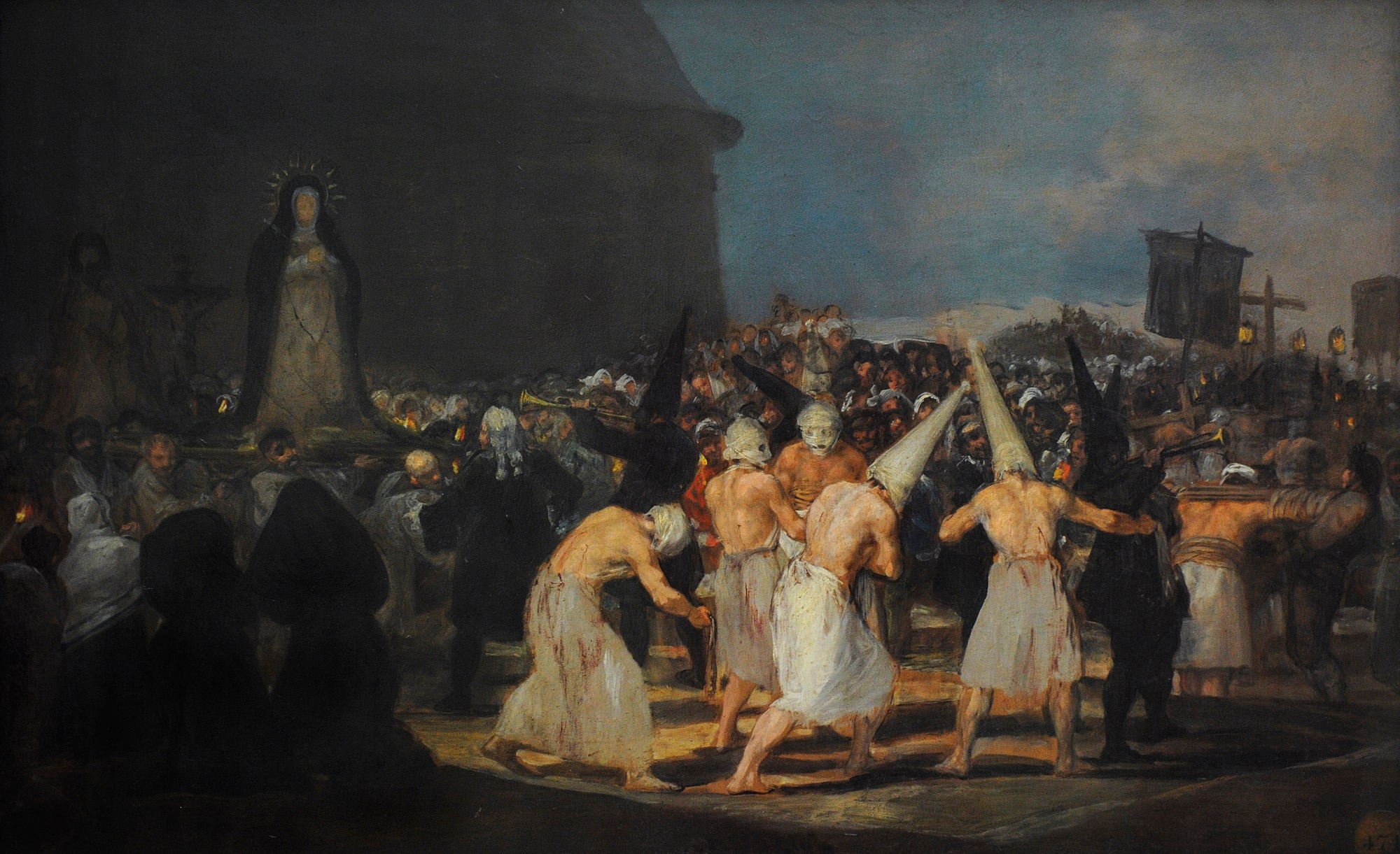 Francisco Goya, Una processione di flagellanti, 1812-‘19, olio su tela, 73x46cm., Real Academia de Bellas Artes de San Fernando, Madrid