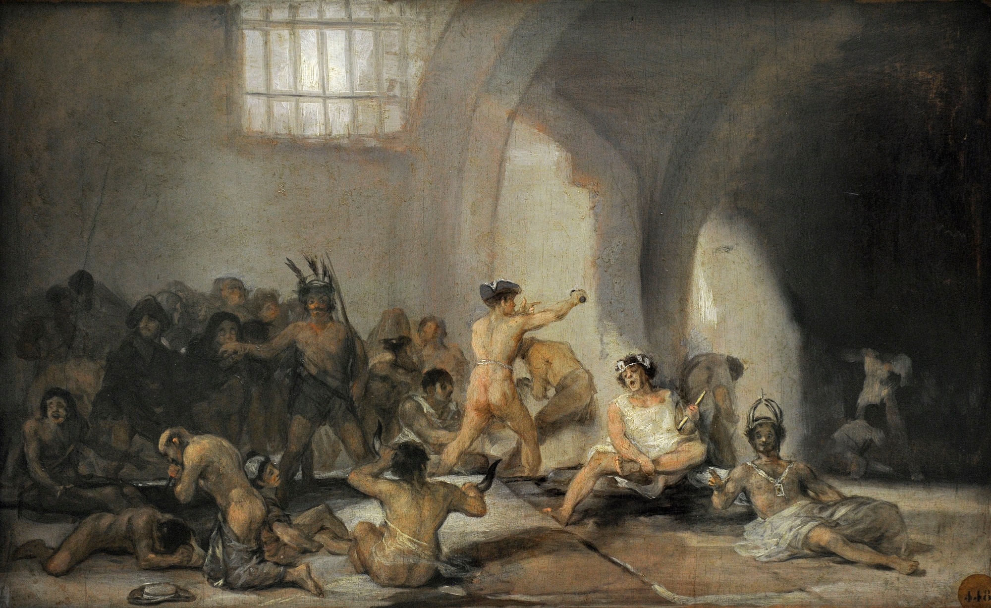 Francisco Goya, Il manicomio, 1812–‘19, olio su tavola, 45×72cm., Real Academia de Bellas Artes de San Fernando, Madrid