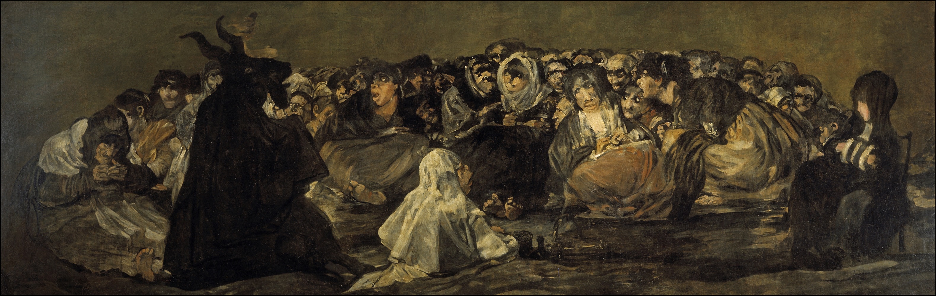 Francisco Goya, Il sabba delle streghe, 1820-’23, olio su muro trasportato su tela, 140×438cm., Museo del Prado, Madrid