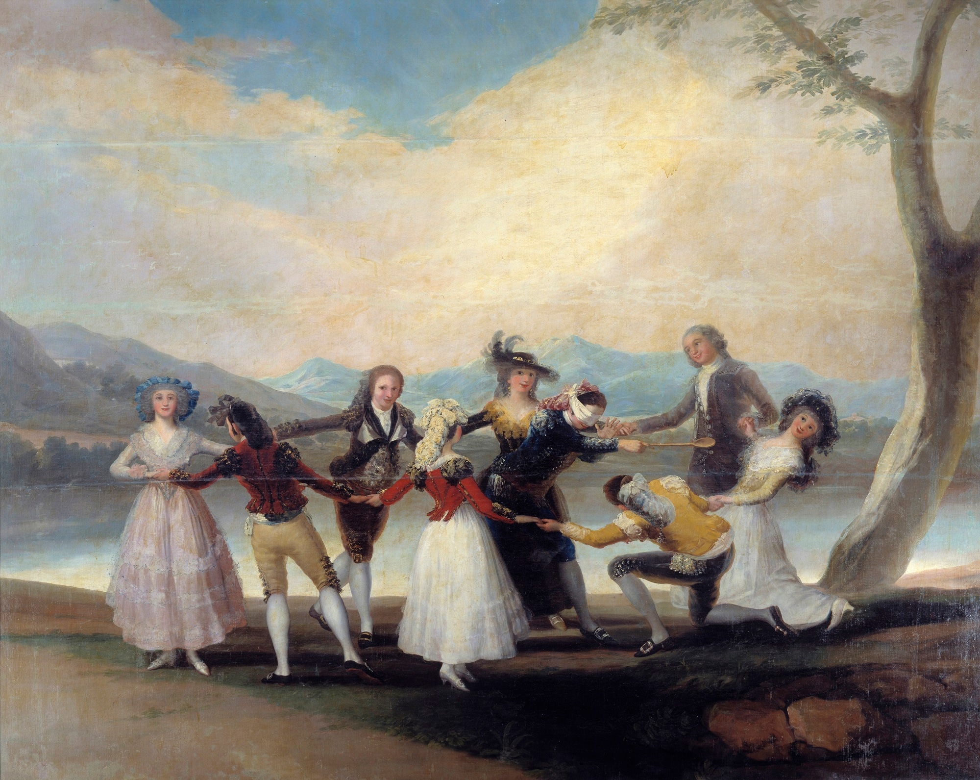 Francisco Goya, Il gioco della mosca cieca, 1788-‘89, olio su tela, scena per arazzo, 269x350cm., Museo del Prado, Madrid