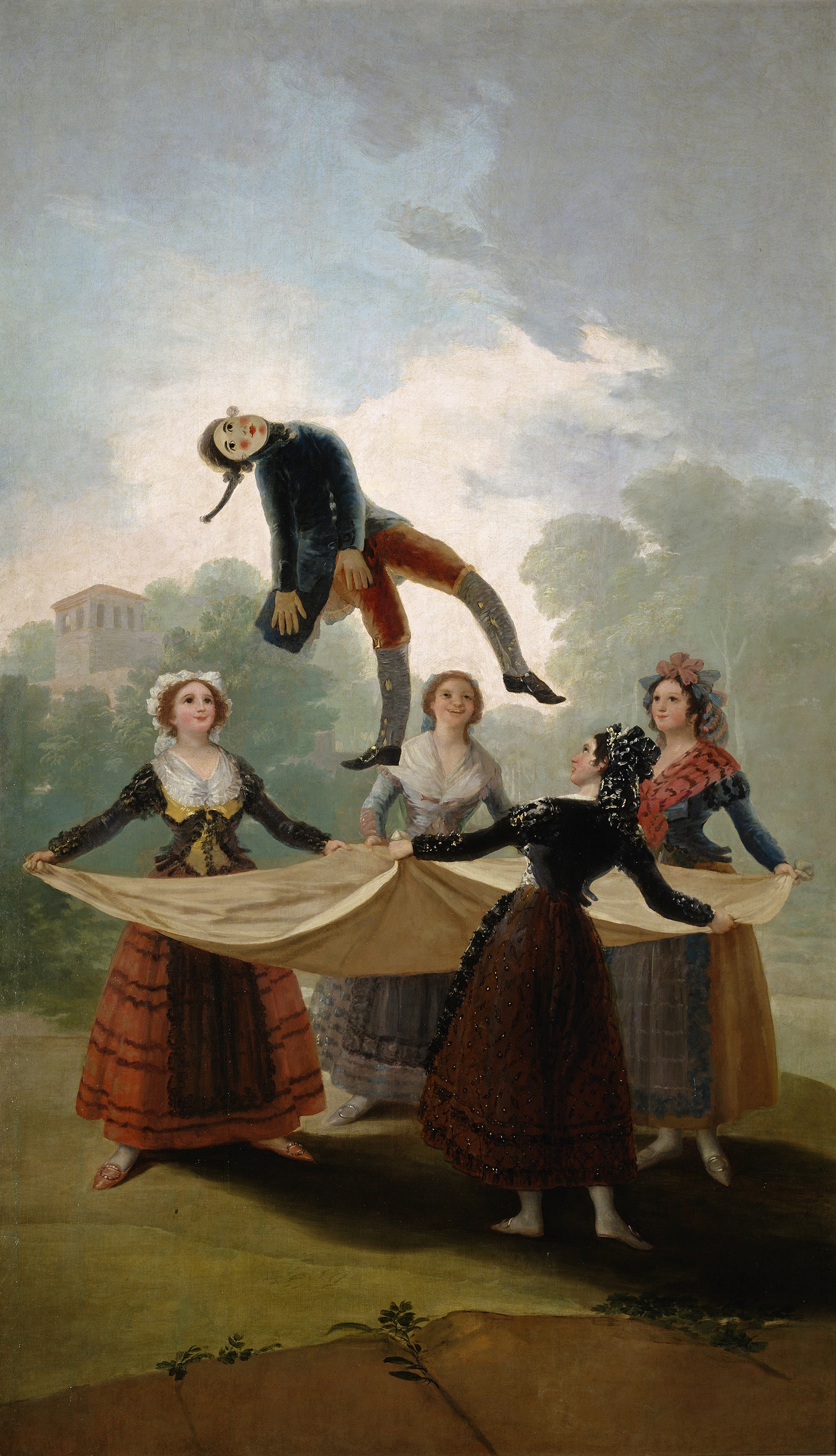 Francisco Goya, Il fantoccio, 1791-‘92, olio su tela, scena per arazzo, 267x160 cm., museo del Prado, Madrid