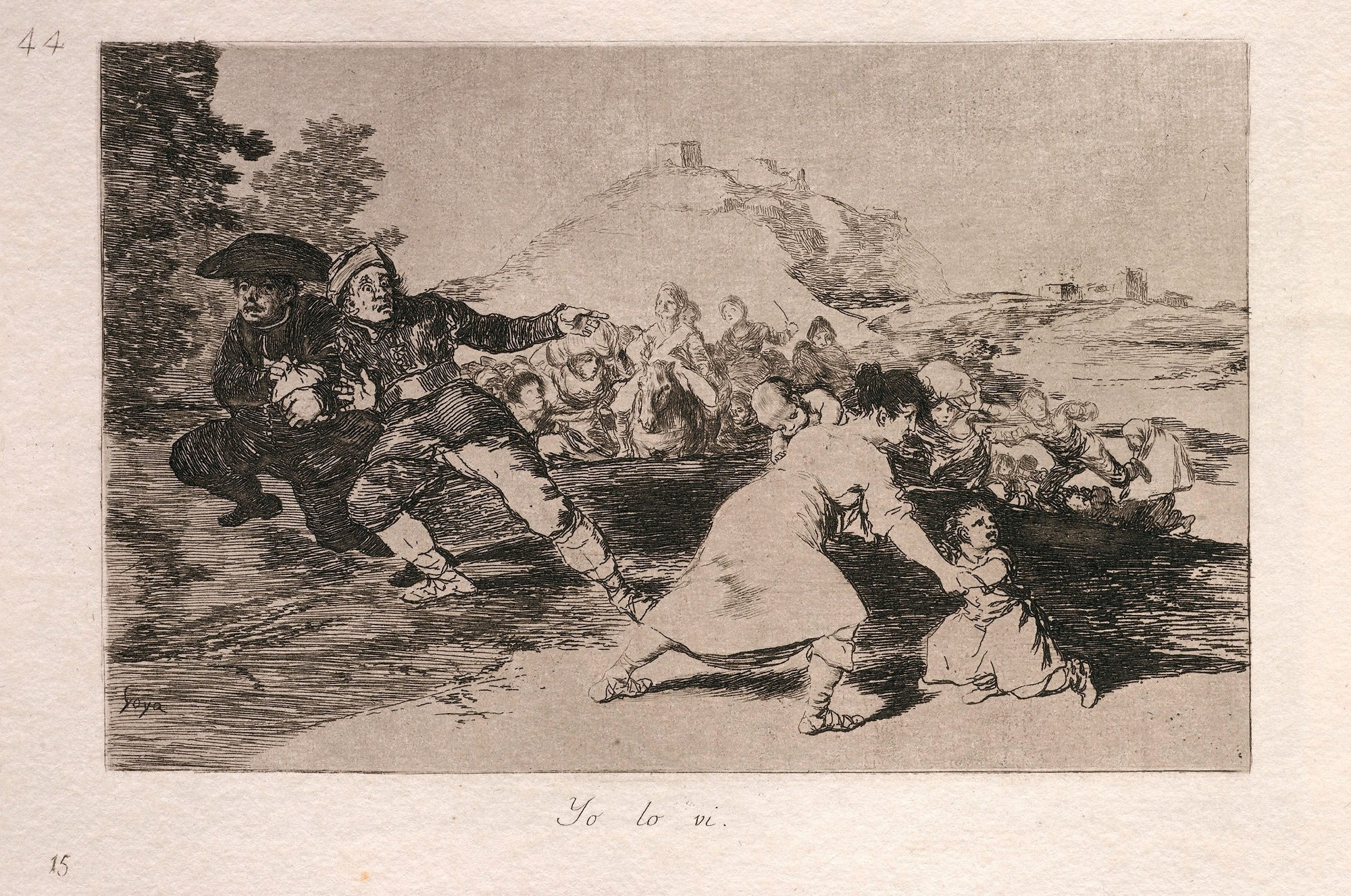 Francisco Goya, Io l’ho visto!, 1810-1820 circa, acquaforte e acquatinta su carta, foglio n. 44, serie “I disastri della guerra”