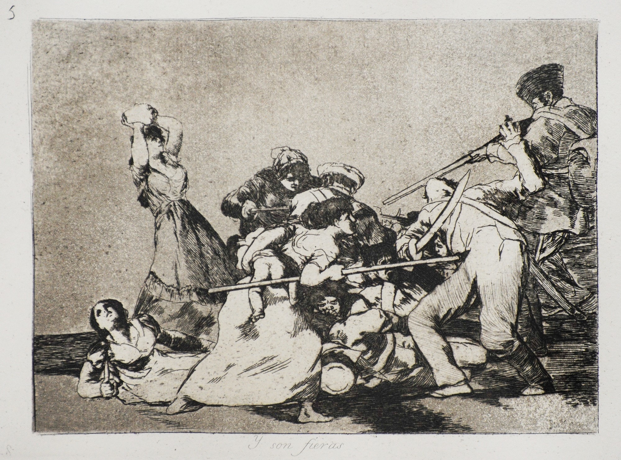 Francisco Goya, E sono feroci, 1810-1820 circa, acquaforte e acquatinta su carta, foglio n. 5, serie “I disastri della guerra”