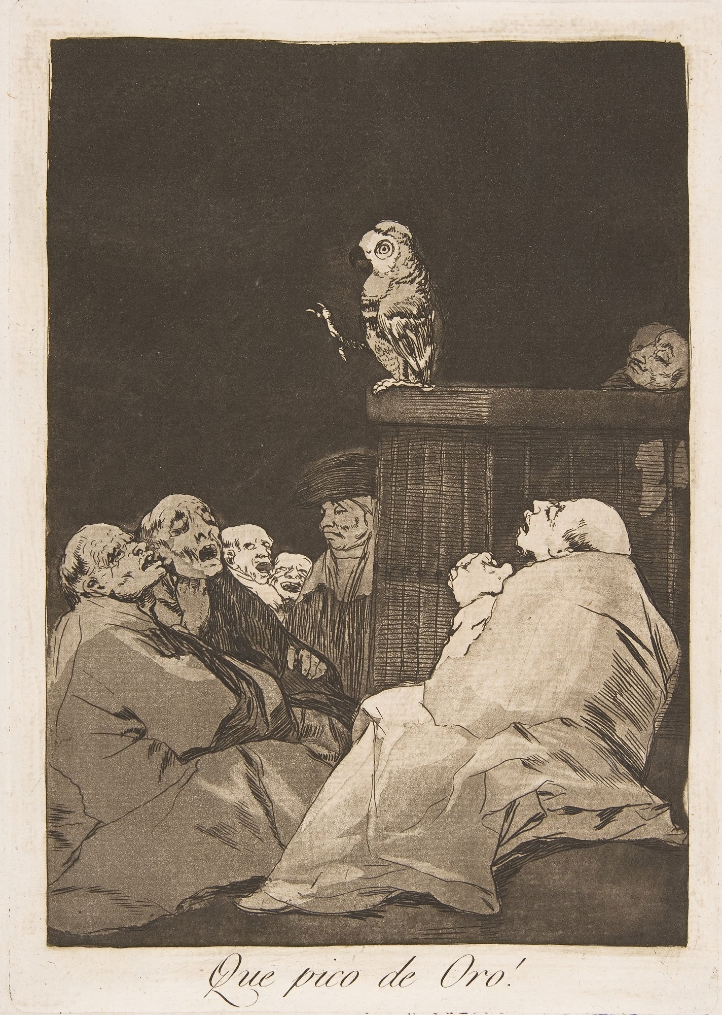 Francisco Goya, Che becco d’oro!, 1799, acquaforte e acquatinta su carta, foglio n. 53, serie “I Capricci