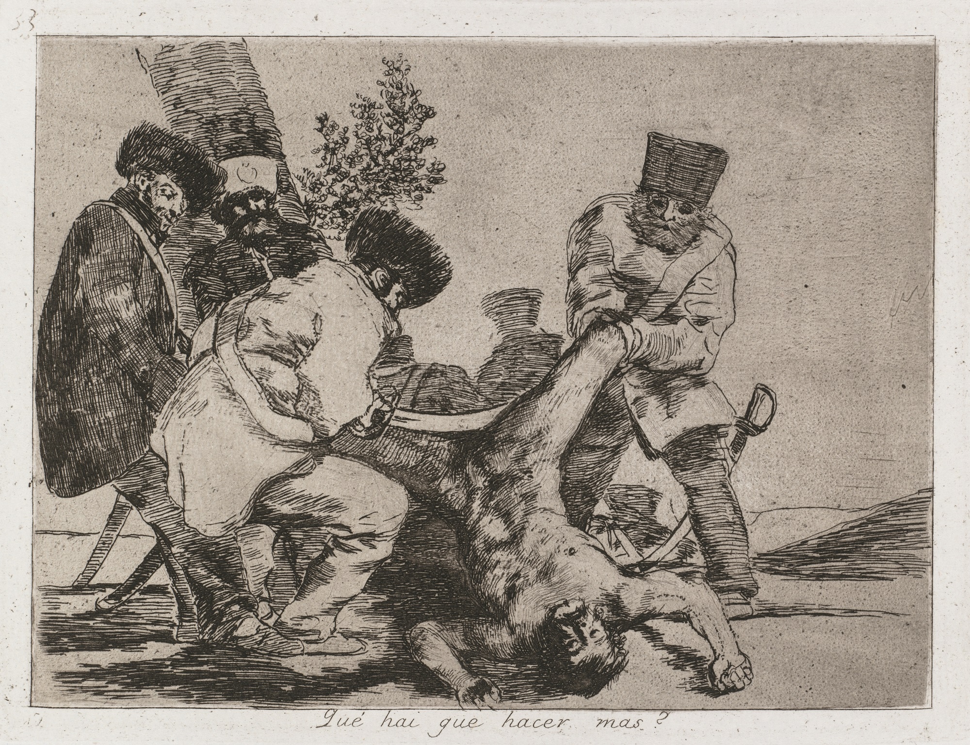 Francisco Goya, Che cosa si può fare di più?, 1810-1820 circa, acquaforte e acquatinta su carta, foglio n. 33, serie “I disastri della guerra”