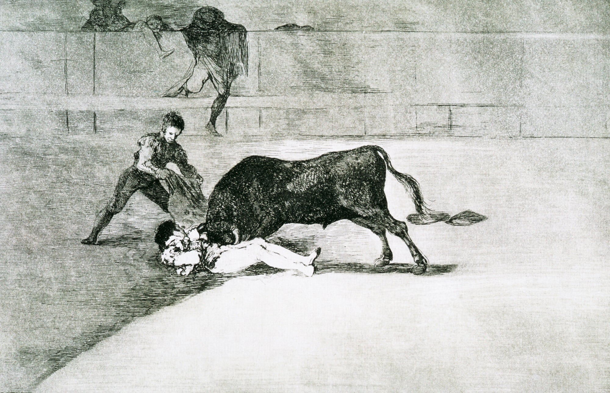 Francisco Goya, La terribile morte di Pepe Hillo sul ring di Madrid, 1815-1816, acquaforte e acquatinta, foglio n. 33, serie “La tauromachia”