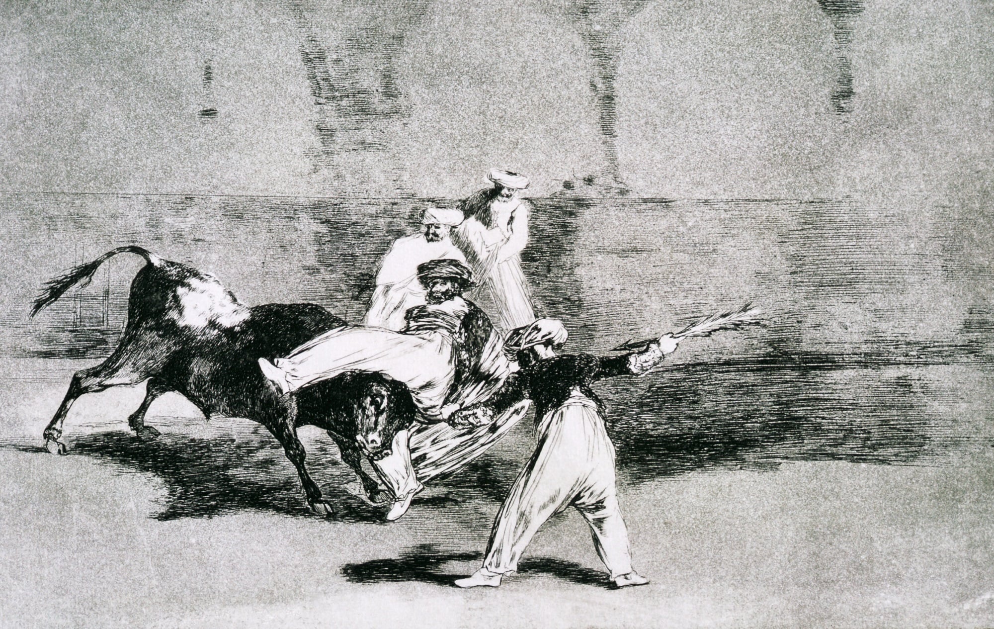 Francisco Goya, Un moro ferito nell'arena, 1815-1816, acquaforte e acquatinta, foglio n. 8, serie “La tauromachia”