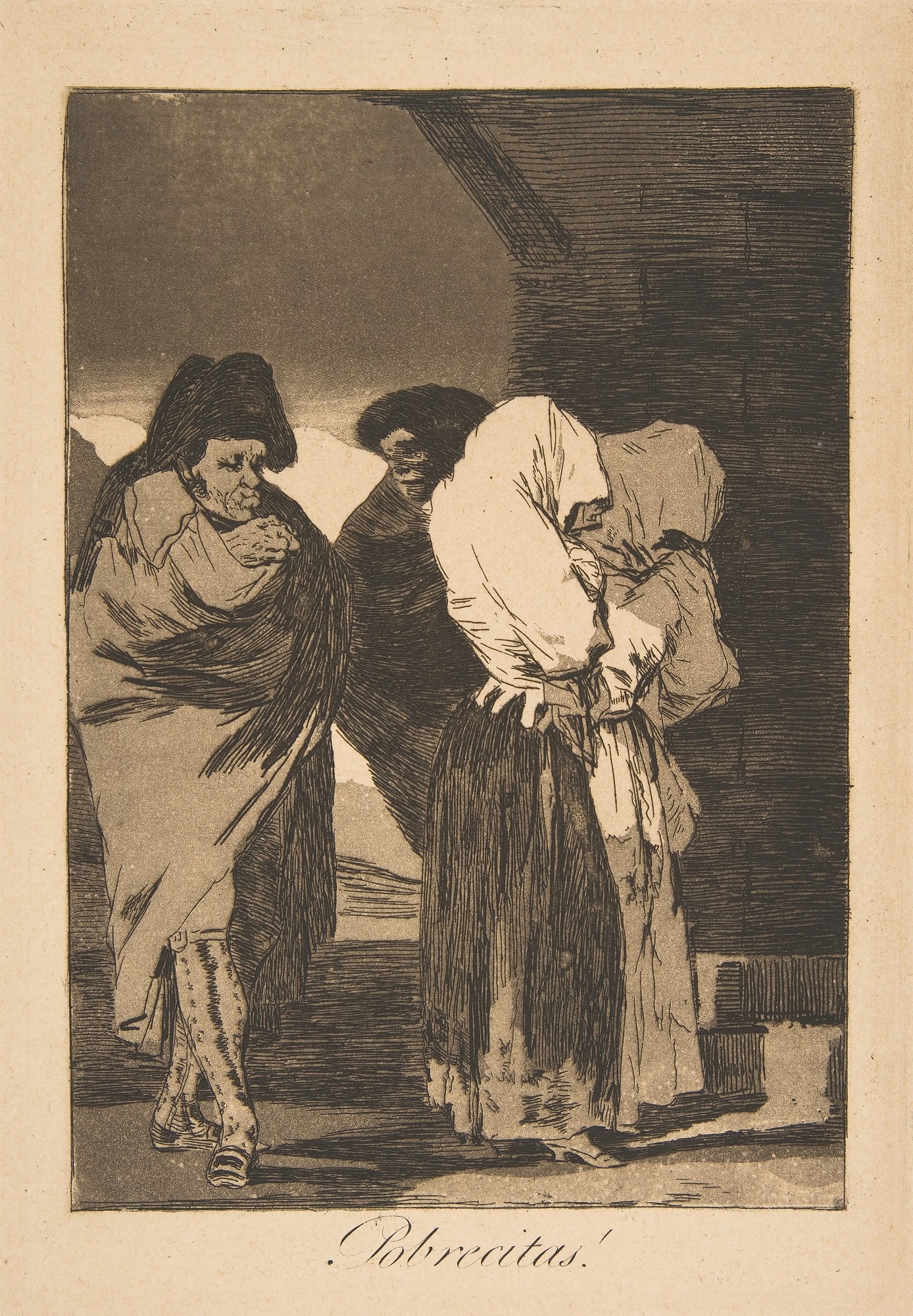 Francisco Goya, Povere bambine!, 1799, acquaforte e acquatinta su carta, foglio n. 22, serie “I Capricci”