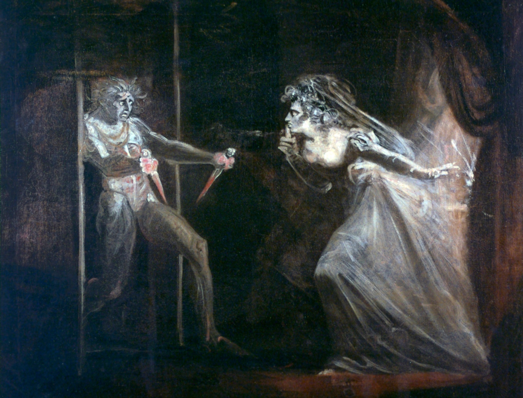 Johann Heinrich Füssli, Lady Macbeth afferra i pugnali, 1812, da “Macbeth” di Shakespeare, olio su tela, 101,6x127cm., Tate Gallery, Londra