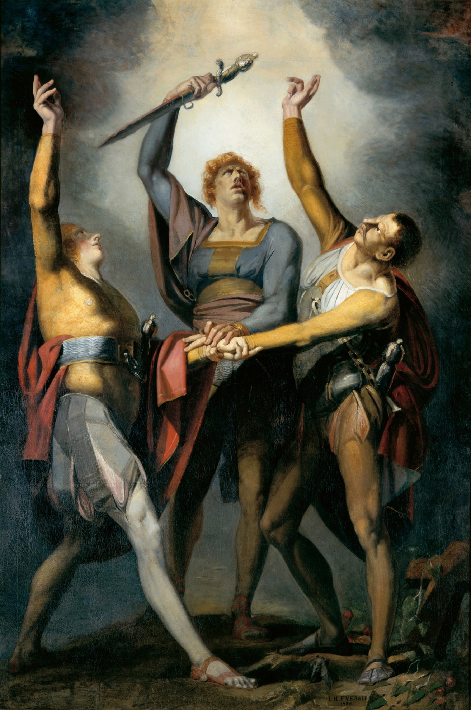 Johann Heinrich Füssli, Giuramento dei tre confederati sul Rütli, 1779-‘81, olio su tela, 267×178 cm., Kunsthaus, Zurigo